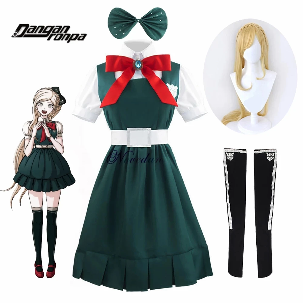 

Anime Danganronpa 2 Despair Sonia Nevermind Cosplay Dress Woman Party Halloween Costume JK School Uniform And Wig, As show