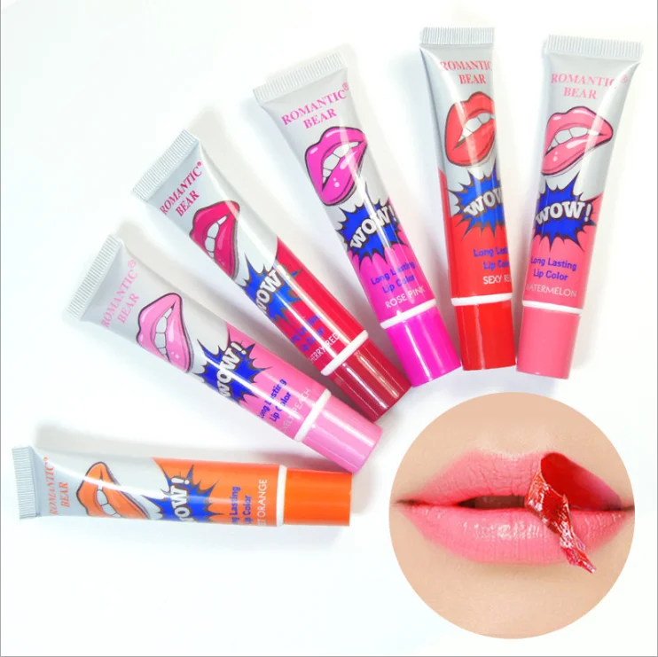 

Hot Selling Individual Package WOW ROMANTIC BEAR Waterproof Peel off Lip Gloss Lip Tattoo, 6 colors