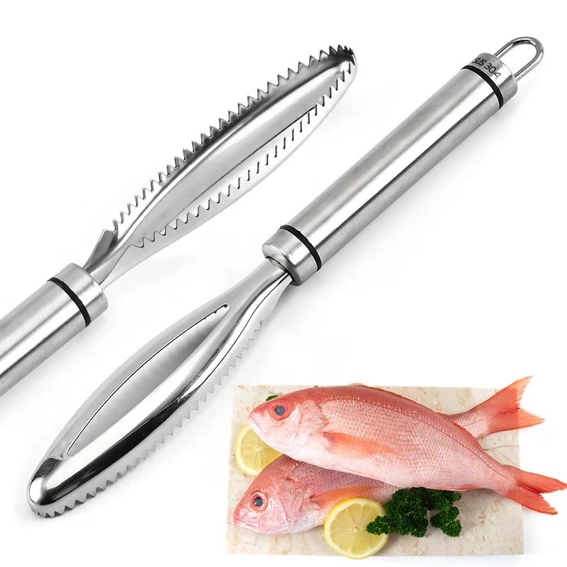 

Stainless Steel Cleaning Fish Scale Skin Scraper Peeler Remover Knife Scaler Brush Seafood Tools Kitchen Gadgets