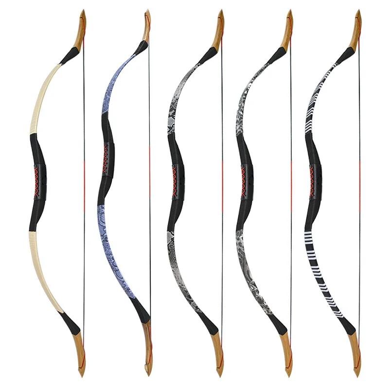 

Archery Outdoor Handmade Target Mongolian Longbow Wooden craft Traditional Bow, White, blue snake print, gray snake print, leopard print
