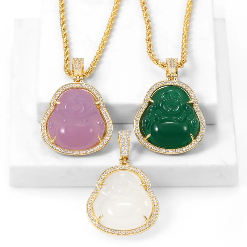 

Foxi Hot Sale Jewelry Fashion 18k Jade Budah Pendant And Chain Necklace