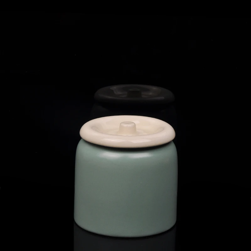 230ml Soft Green and White Ceramic Candle Jar Home Decoration