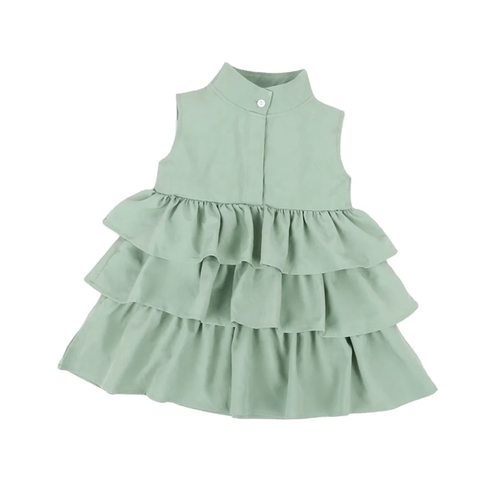 

High quality sleeveless girls' casual dresses for summer, Red, green and black