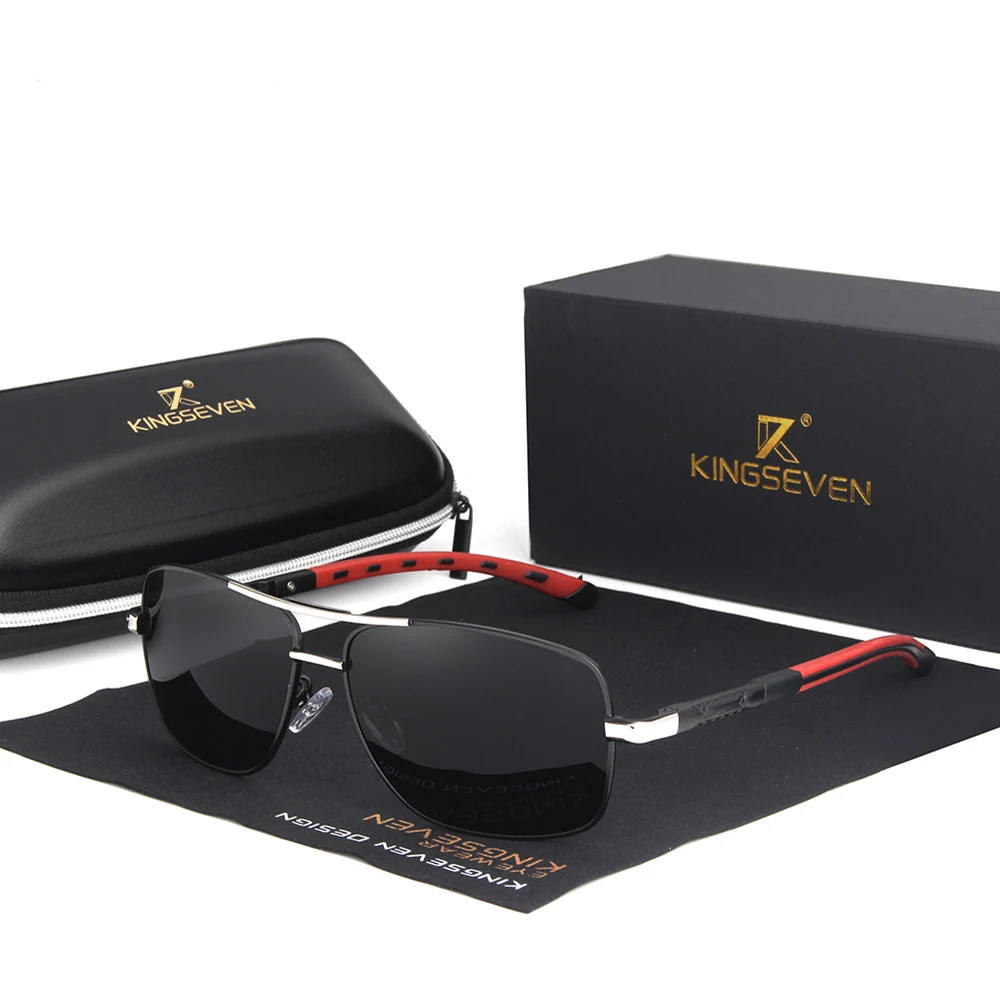 

KINGSEVEN Glasses Men Brand Design Aluminum Sunglasses HD Polarized UV400 Mirror Male Sun Glasses For Men Glasses Women 724