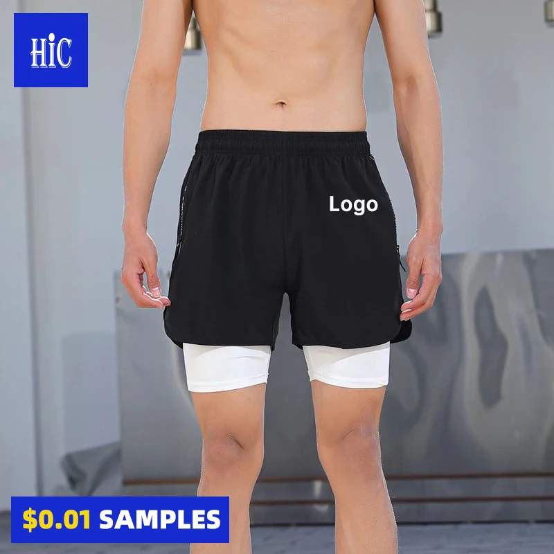 

HIC Men's Running Shorts Elastic High Waisted Shorts Pocket Sporty Workout Pants Quick Dry Athletic Shorts Pants