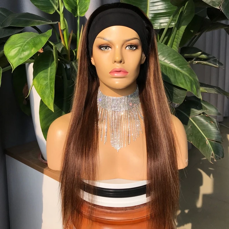 

Joywigs New Style Full Hair Ombre Honey Color Piano color 100% Human Hair Headband Wigs 18in 150%