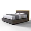 Customize Queen King Size Upholstered Bed Modern Oak Wood Metal Frame White Fabric Beds