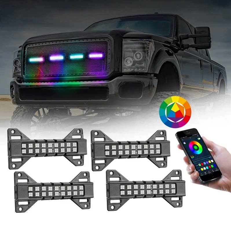 

4 Pieces Chasing Dream Color Decoration Ultra Slim Led Car Grille Light