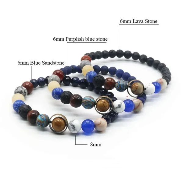 

2021 Universe Solar System Bracelet Women Natural Stone Eight Planets Bracelet Men Best Friends Gift For Him Gift For Her