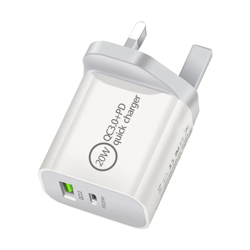 

2021 Updated Power Delivery USB Wall Charger, QC 3.0 Technology Fast 20W/18W Dual Ports Wall Charger Portable Phone Charger, White