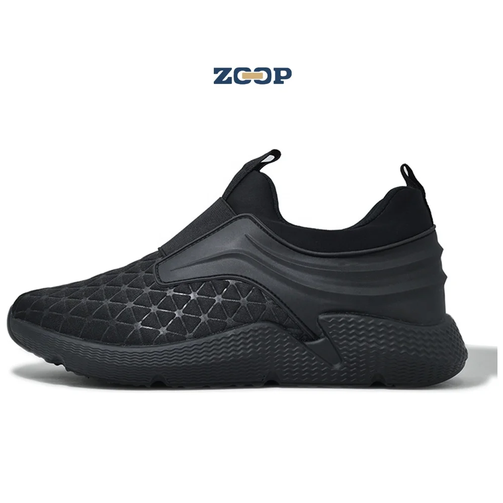 

China style woven upper elastic fashion sneaker no lace black men shoes