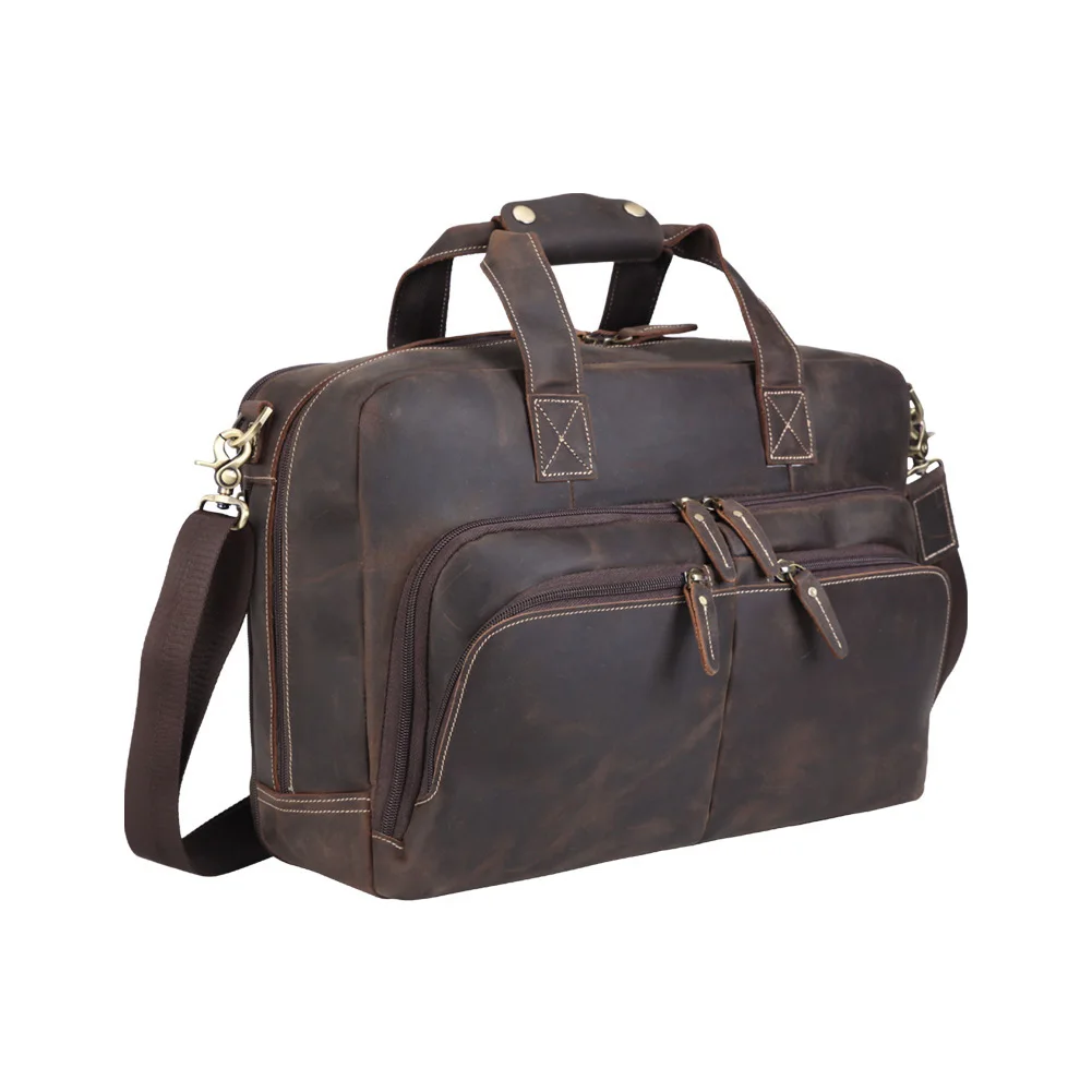 

Tiding High Quality Men Vintage Style Business Crazy Horse Genuine Leather Travel Case Messenger Laptop Briefcase For Men, Customized color
