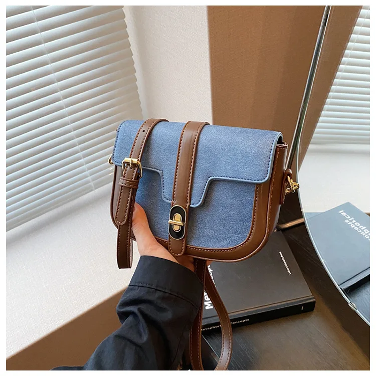 

Retro leisure bag female 2023 autumn and winter new fashion contrasting color square bag niche high level sensory shoulder bag