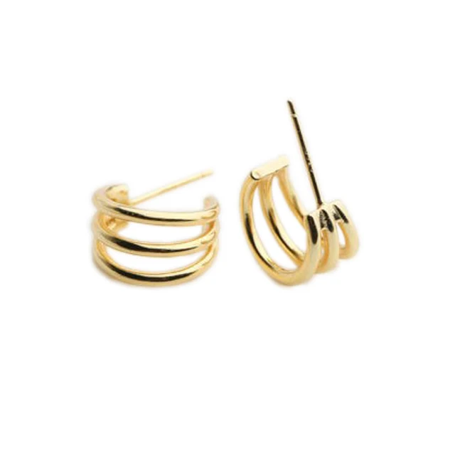 

minimal jewellery vermeil gold plated simple half hoop 925 sterling silver stud earring