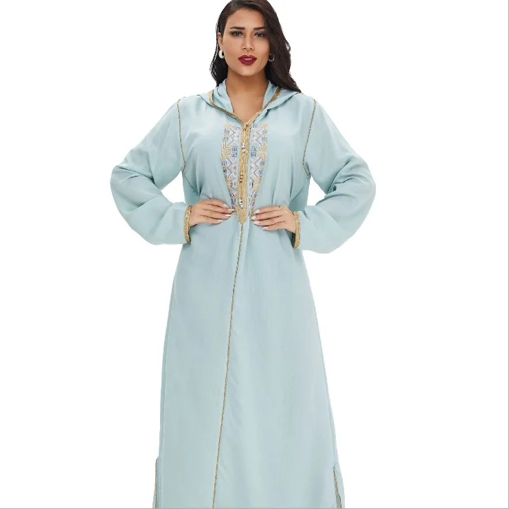 

Luxury diamond beaded kaftan large size muslim robe, Yellow,blue