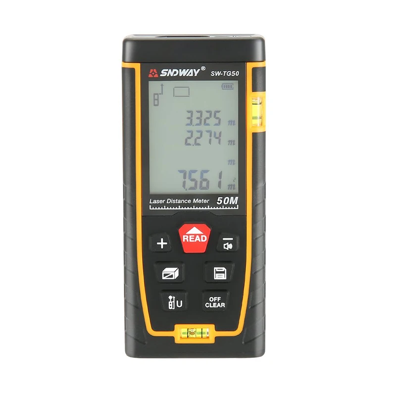 
SNDWAY 50m range Laser Distance Measuring Meter with 2 Bubble Levels  (62041982584)