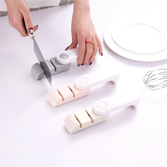 

Two-stage Rotatable Bottom Anti-skid Knife Sharpener Quick Sharpening Stone Kitchen Accessories, As show