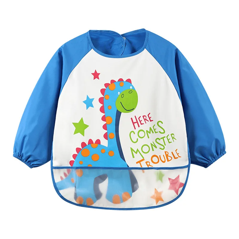 

Cute Baby Bibs Toddler Waterproof Long Sleeve Apron Cartoon Animals Children Feeding Smock Bib Baby Stuff