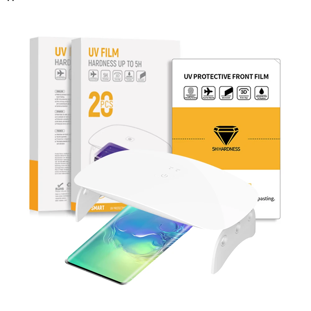 

Trending uv square films screen protector 12x18cm hydrogel soft tempered glass uv full glue nano liquid screen protector, High 95%transparent