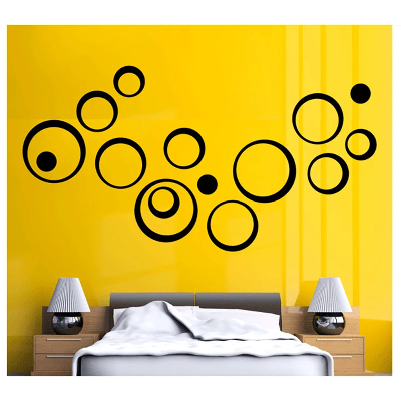 

5pcs Diy Home Decor 3D Wall Backgroud Gold Round Sticker Wall Mirror, Gold, silver, black, red, blue