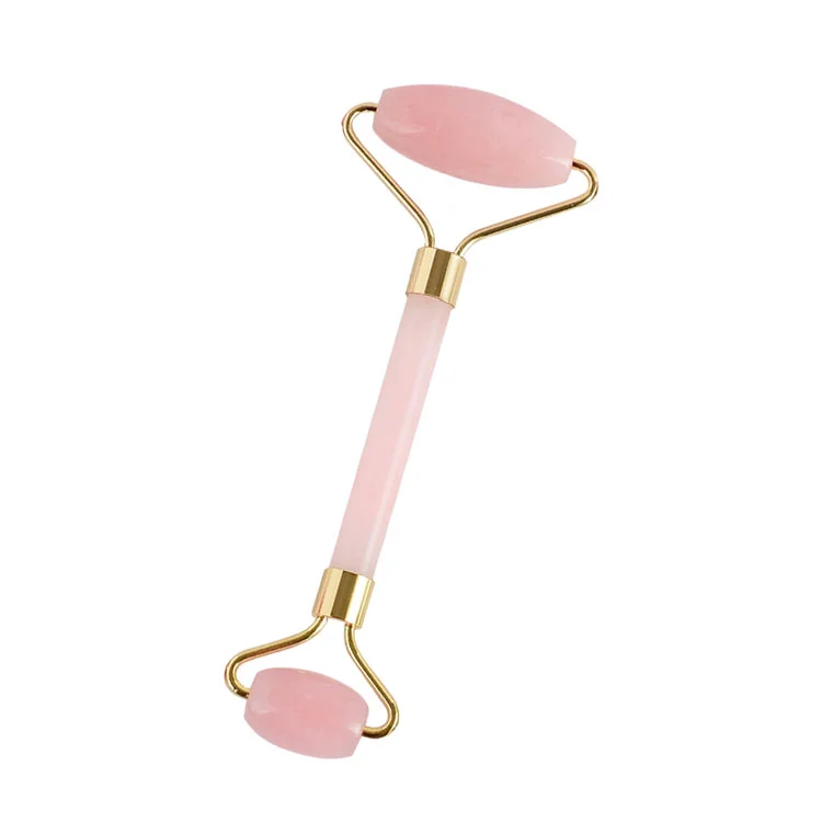 

Double Head 100% Natural Facial Massager Pink Quartz Jade Roller Gua Sha and Jade Roller for Face Eyes Neck