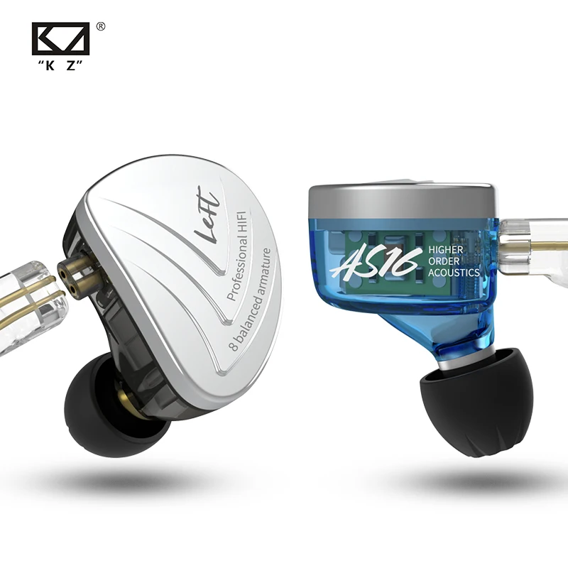 

KZ AS16 16BA Balanced Armature Hifi Bass In-ear Sport Monitors Headset Noise Cancelling Headphones BT V4.2 3.5mm, 3.5mm 1.2m±3cm