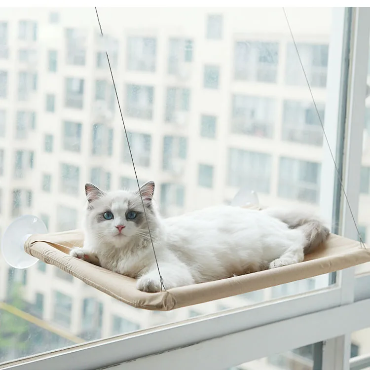 

Pet Polyester Print Furniture Strong Suction Cats Perch Window Sill Cat Swing Bed Hammock, Picture