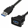 Square Panel Durable Single Port Flush Mount Extension Usb 3.0 Dashboard Cable
