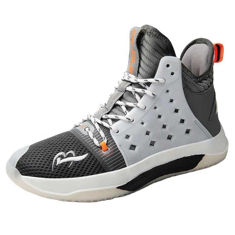 

colorful breathable upper rub sole fashion trend sport men basketball shoes handsome man made in china, Grey