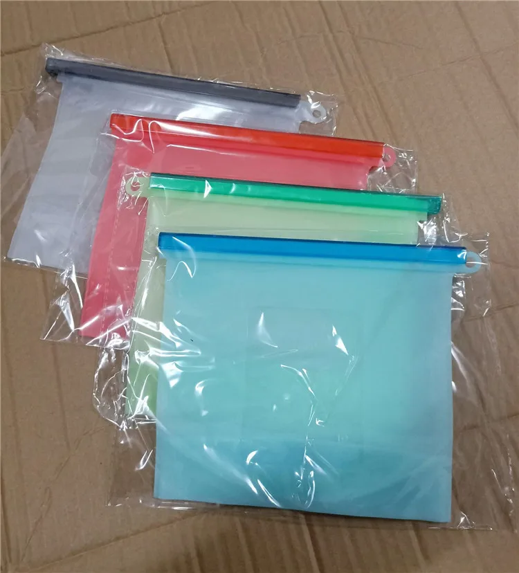1000/1500ML Wholesale Vegetable fruit Freezer Airtight Seal Fresh reusable silicone food storage bag 
