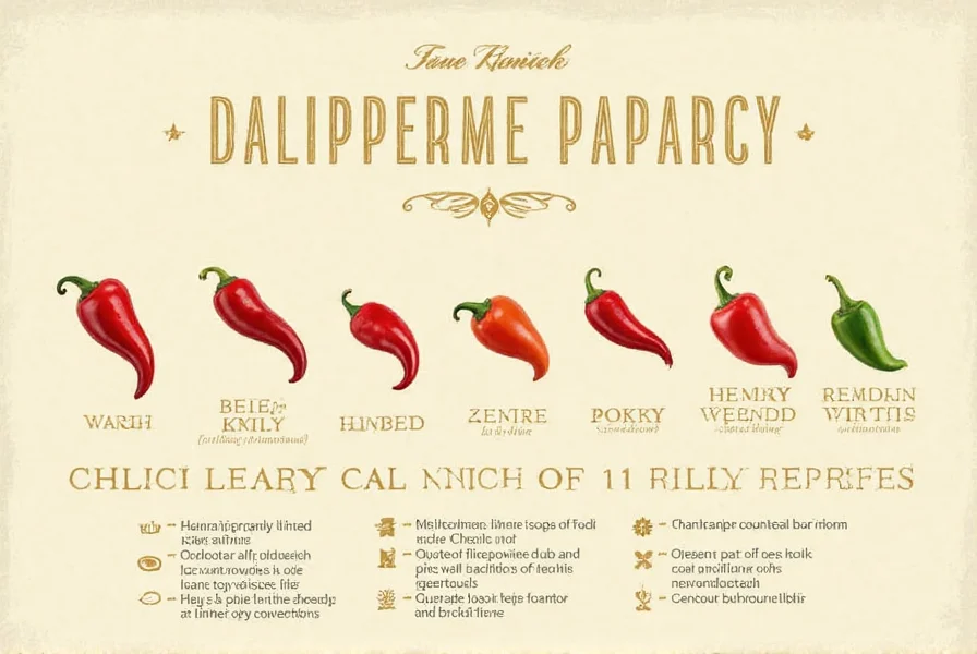 Side-by-side chili pepper size chart