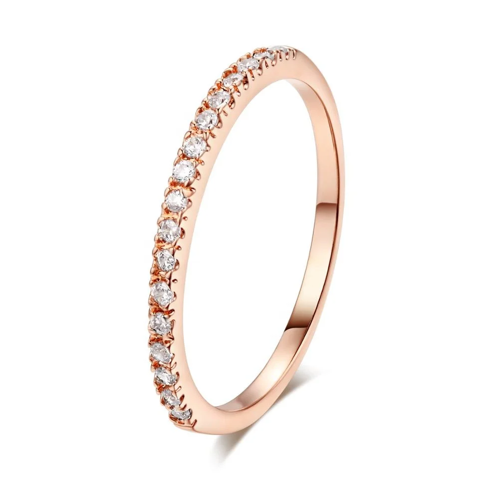

Simple Fashionable Design Half CZ Micro Paving Eternity Wedding Band Rings for Women R132-M