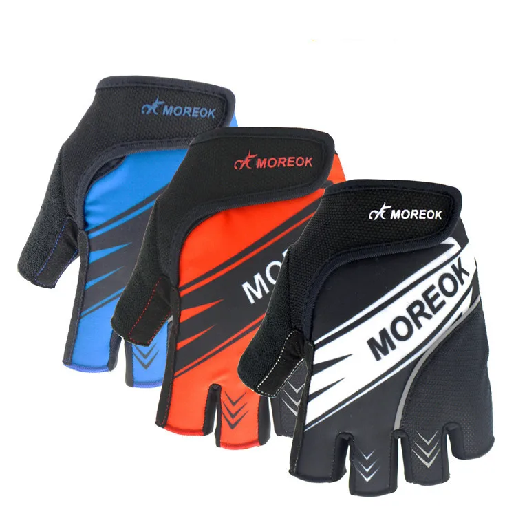 

Anti-Slip Breathable Padding Fingerless Cycling Gloves with Reflective Strap, Red, blue, black