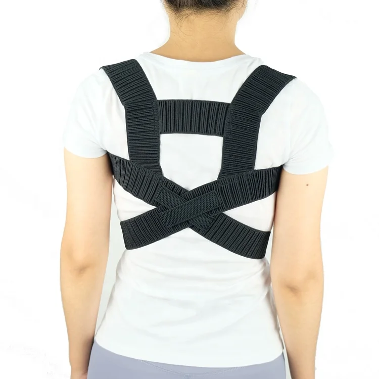 

Amazon hot sale adjustable posture corrector shoulder back support belt, Black