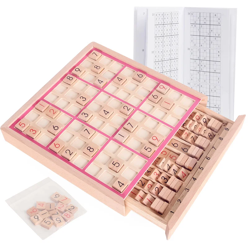 

High Quality Wooden Sudoku Educational Puzzle Logic Game Toy for Kids Factory direct sale nine palace Sudoku educational toys