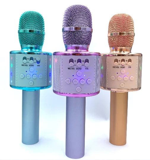 

Macaron LED Wireless Karaoke Microphone Portable Handheld Karaoke Mic Speaker Home Party Birthday Mic for Smart phone