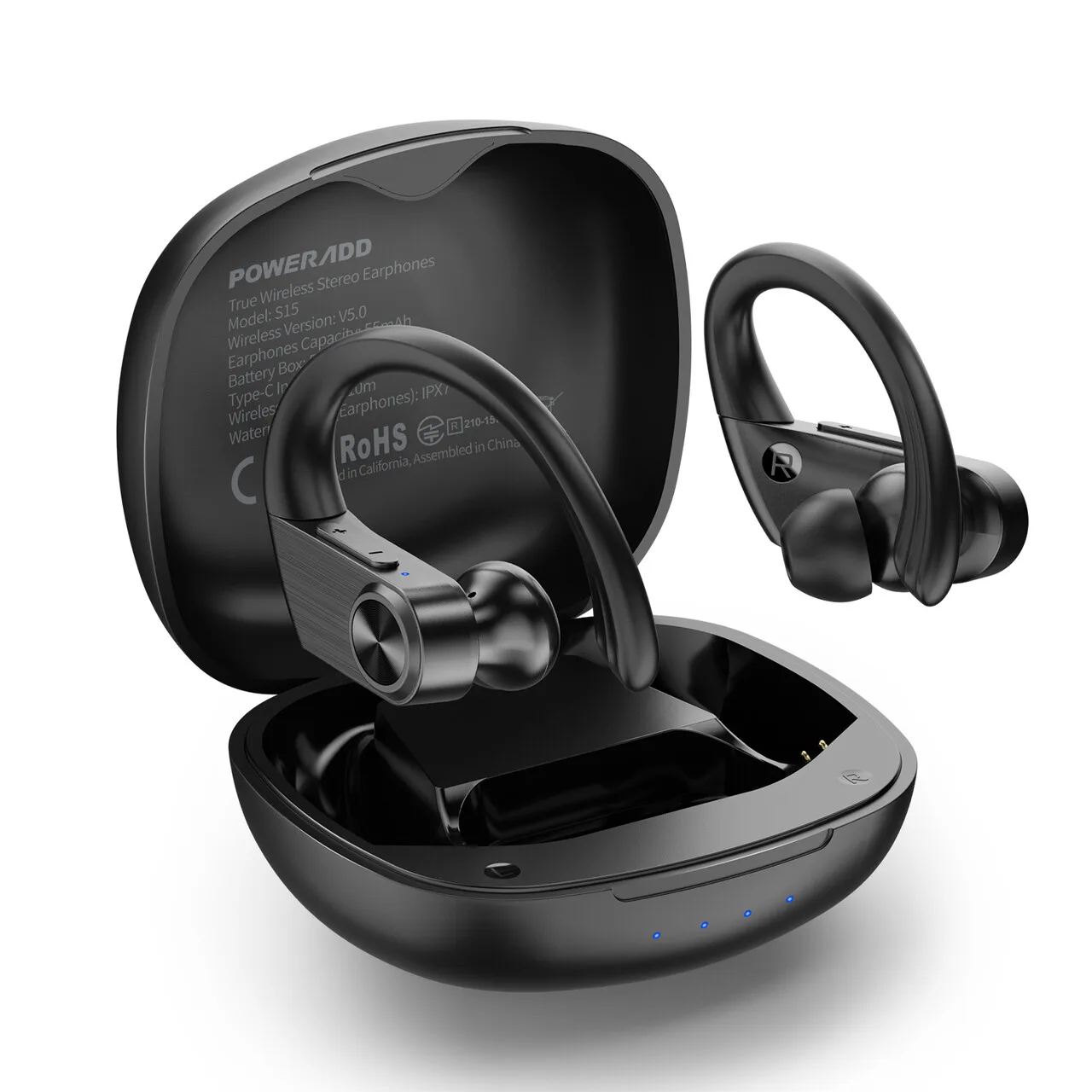 

Bluetooth Waterproof Ipx7 Wireless Earbuds Ear-Hook Stereo Earphone With Charging Case