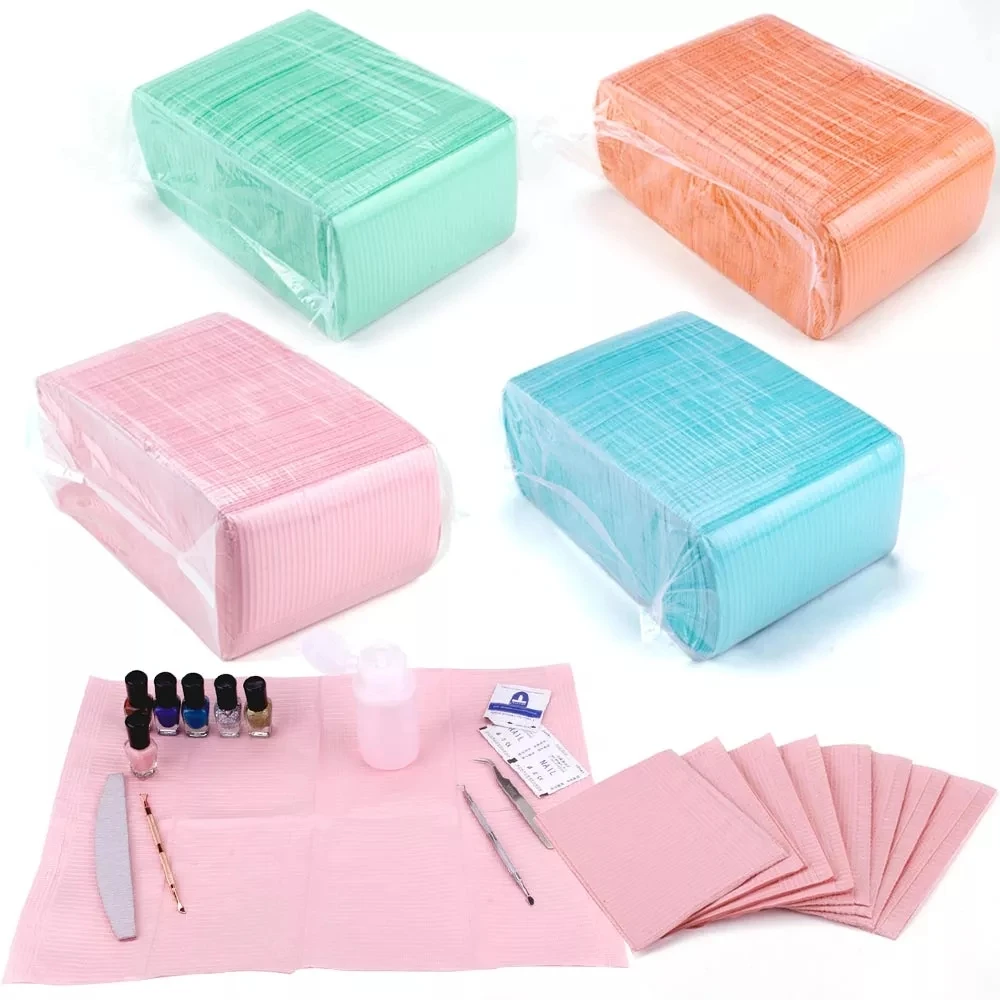 

125pcs/pack Nail Art Table Mat Disposable Foldable Clean Pad Beauty Nail Care Polish Waterproof Manicure Tool Lint Paper, Like pictures