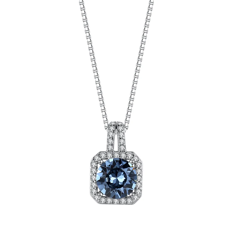 

New Style Fashion Square CZ Lock Basket 925 Sterling Silver Pendant 18K White Gold Plated Cubic Zirconia Necklace NS3509