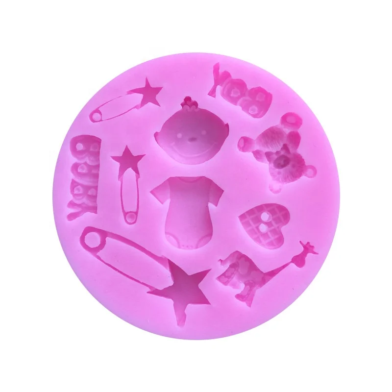 

High Quality Fondant Stroller Horse Chocolate Cake Silicone Mould Baby Shower Party 3D Cake Decorating Baking Mold for Bakeware, Pink