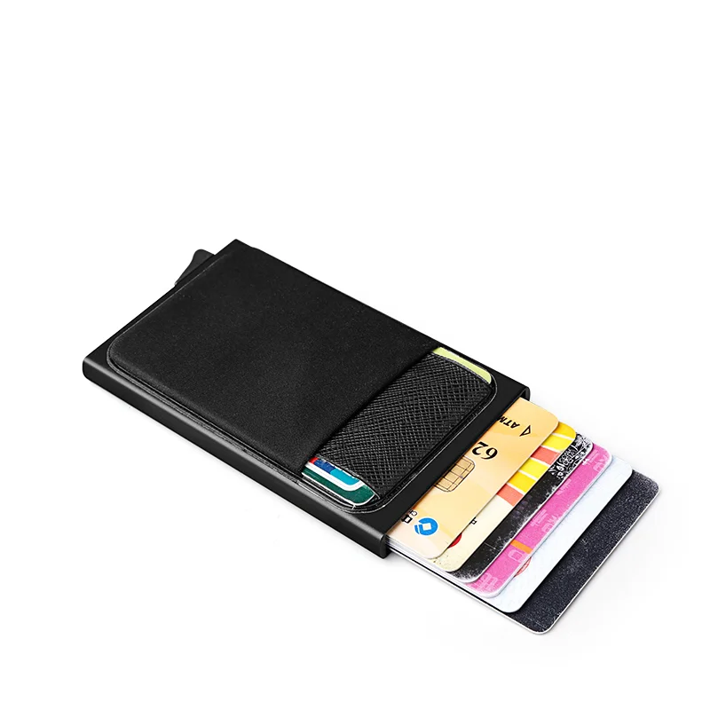 

Aluminum Wallet Pocket ID Card Holder Rfid Blocking Metal Wallet Automatic Pop up Credit Card Case Protector