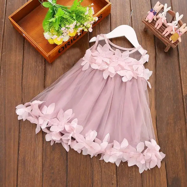 

Lace frock princess kid dress, Pink white