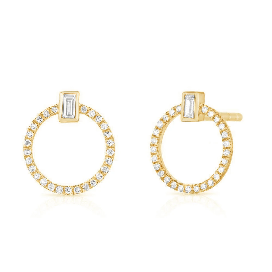 

wholesale jewellery online fine 925 sterling silver studs fashion 18k gold vermeil baguette circle stud earrings
