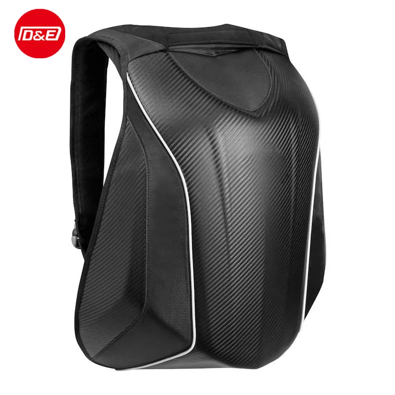 

Black carbon fiber hard turtle shell motorcycle backpack motor laptop bag