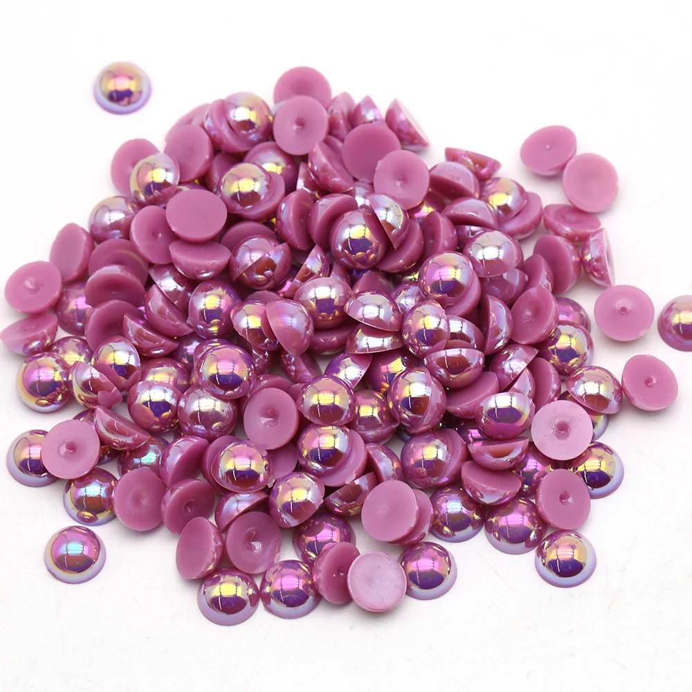 

Wholesale 1.5mm-14mm Med Anethyst Ab Colors Flatback Abs Plastic Pearls Half Round Loose Pearl