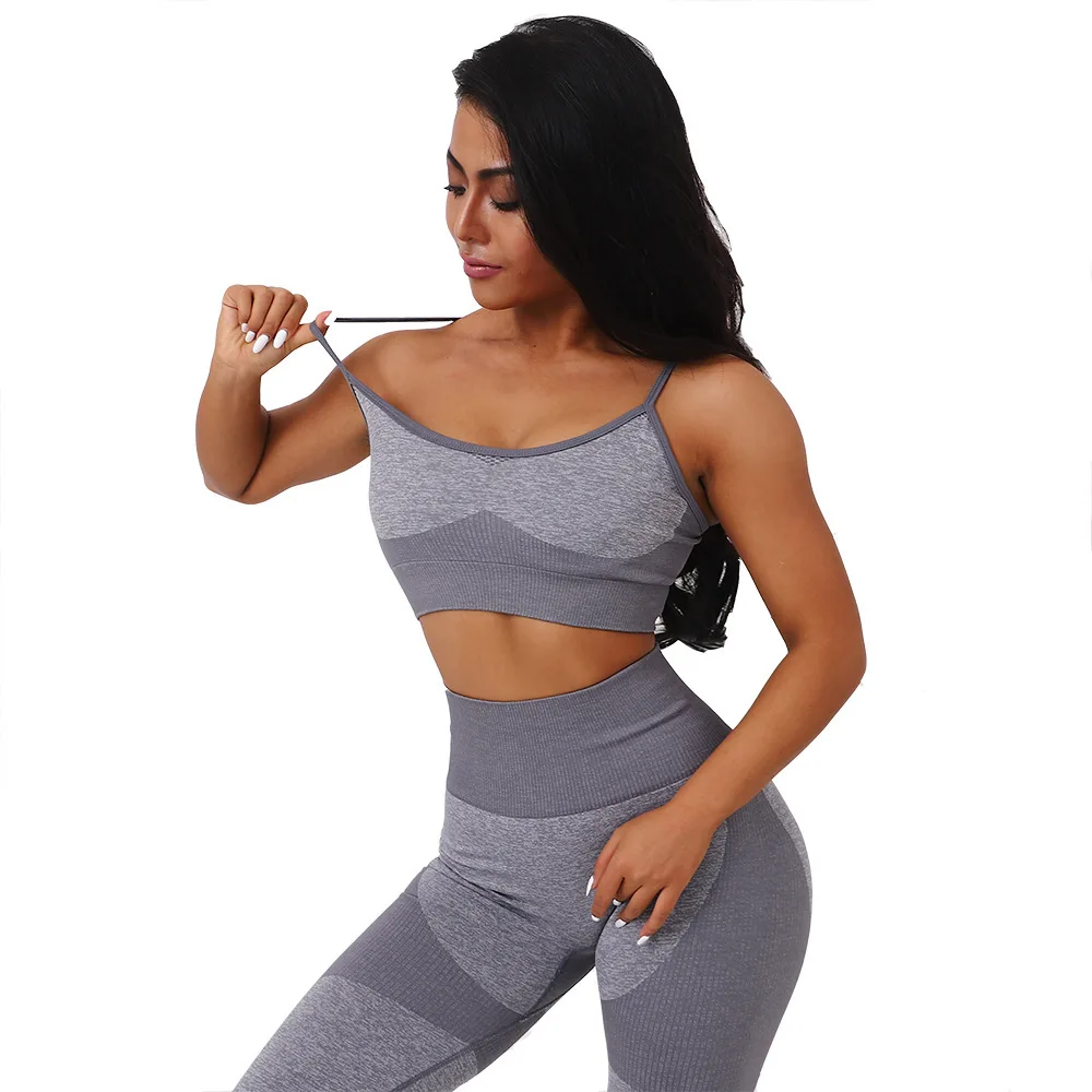 

New seamless Yoga Fitness Body Shaping breathable fitness women's sports bra, Red, gray, blue, green, purple, bean paste, golden