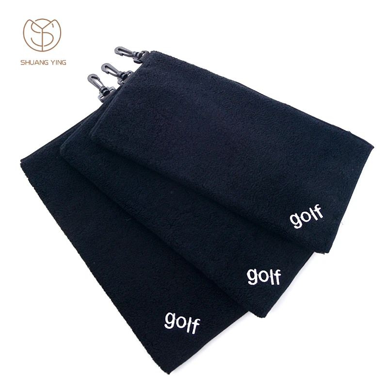 

Hot sale custom Personalized logo embroidery Sport Golf towel Cotton with plastic hook, Customized