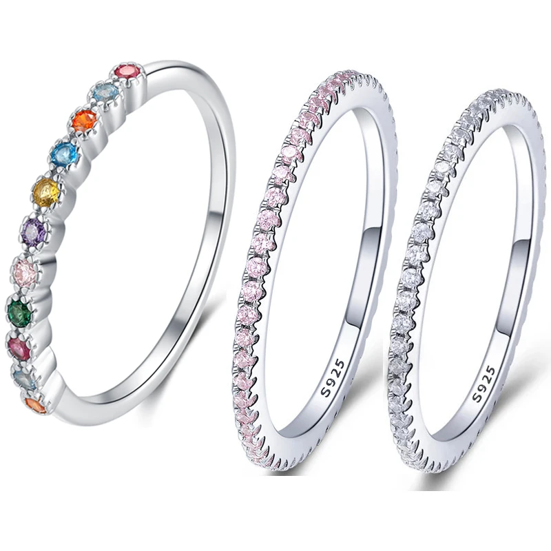 

Qings 2019 Hot Sale 925 Sterling Silver Engagement Rings, 5A Cubic Zircon Silver Wedding Rings Birthday Gift for Woman Girls