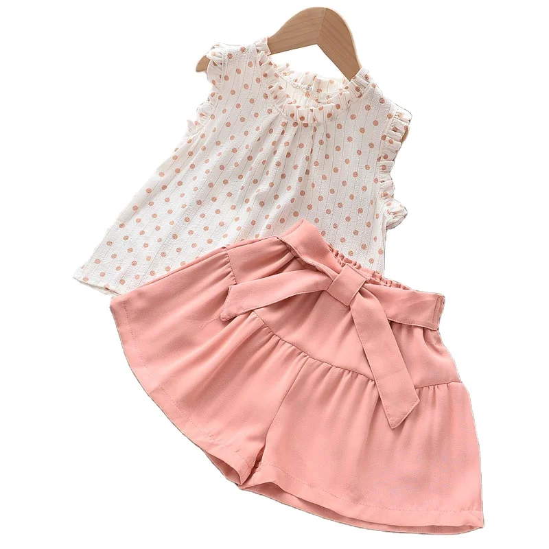 

Summer Baby Clothes Toddler Girls Polka Dots Shirt Shorts High Quality Girl Boutique Outfits 2 Pcs Girls' Clothing Sets