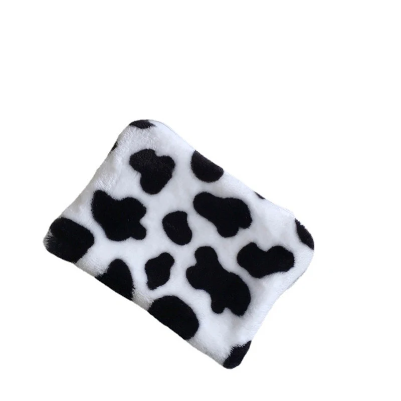 

Korean Cute Girl Plush Cow Print Coin Purse Mobile Phone Bag Mini Key Card Change Storage Bag